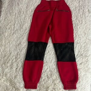 MISSGUIDED Red Joggers with Mesh Openings